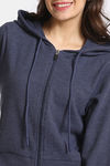 Rosaline Waffle Knit Cotton Crop Length Hoodie - Medieval Blue — thumbnail 5